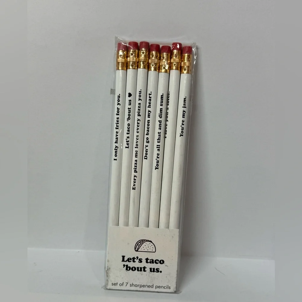 Let’s Taco ’Bout Us Pencil Set – 7 Sharpened #2 Pencils – New